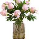 IPOPU Pink Peonies Artificial Flowers 8PCS Fake Peonies Silk Flowers with Stems for Wedding Decoration Bride Bouquet Faux Flowers Pink Crafts Floral Arrangement
