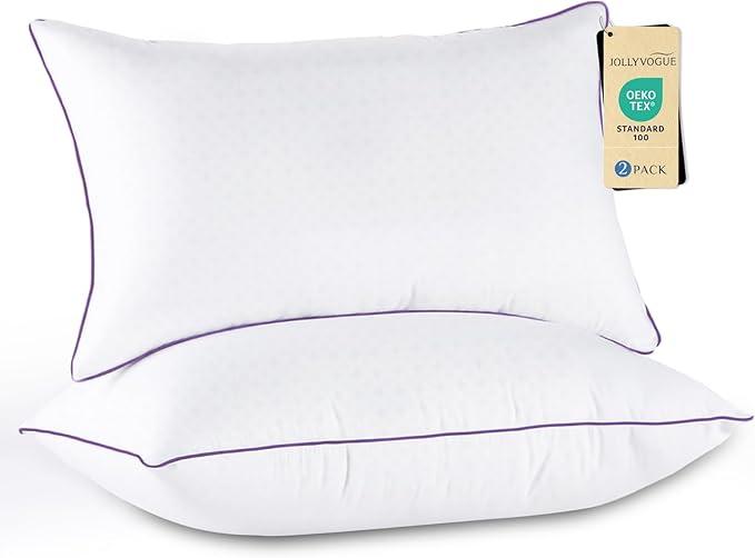 JOLLYVOGUE Pillows Queen Size Set of 2, Soft Supportive Bed Pillows with Super Soft Down Alternative Fill, Luxury Fluffy Hotel Quality for Side, Back, and Stomach Sleepers