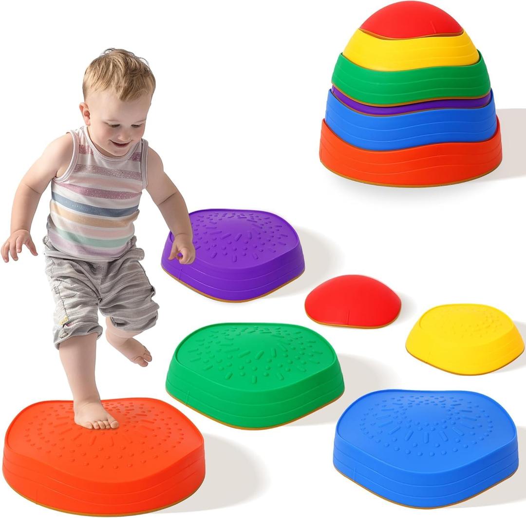 6Pcs Stepping Stones for Kids Non-Slip PP Toddler Stepping Stones Balance Stepping Stones Kids Set for Indoor & Outdoor Play - Stepping Stones for Toddlers 1-3