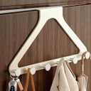 Over Door Hooks, No Drill Silent Use 6 Hooks for Towels & Clothes, Modern Matte Metal 8.7 inch (Cream White, Regular)