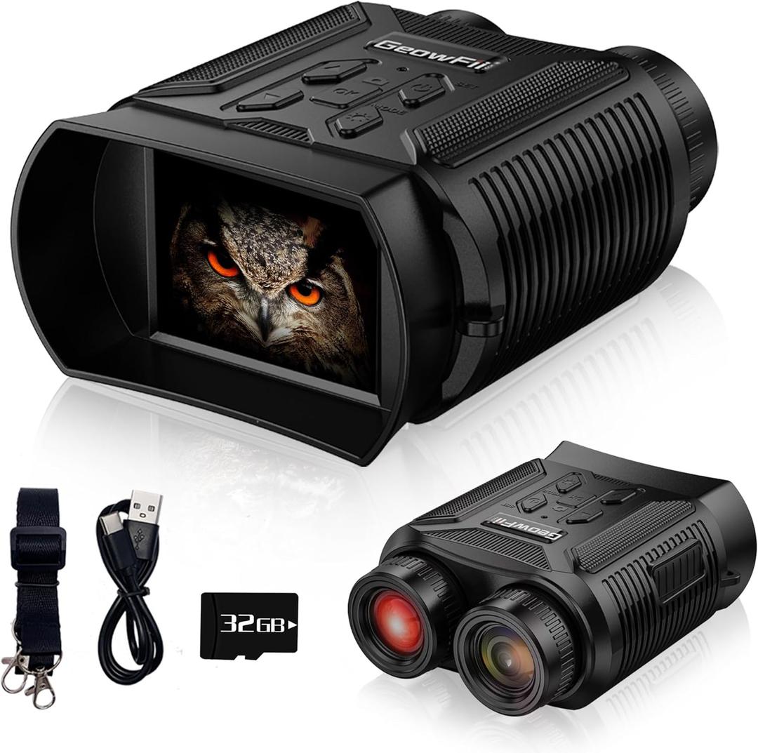 GeowFiiTech Night Vision Goggles & Night Vision Binoculars - 2600mAh Rechargeable Infrared Digital nvg Goggles | 2.4" HD Screen | 7X IR & 8X Zoom | 40M Photo HD Video | Night Camping Hunting Gadget