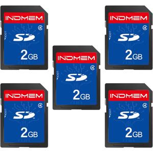 INDMEM 5 Pack SD Card 2GB Class 4 Flash Memory Card 2G SLC Stanard Secure Digital Cards