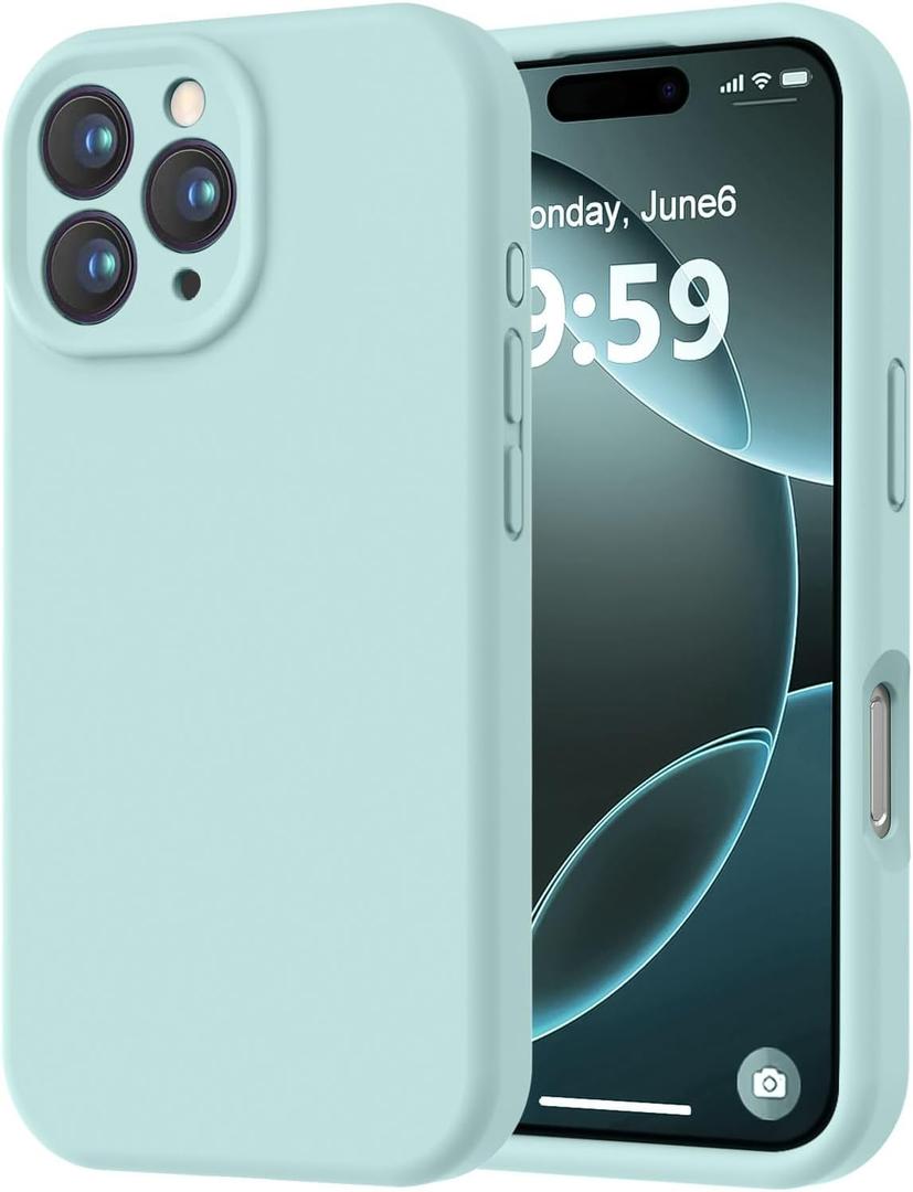 LOVE 3000 Designed for iPhone 16 Pro Case, Premium Silicone with [Soft Anti-Scratch Microfiber Lining] Shockproof Protective Phone Case for Men Women Girls 6.3", Mint