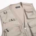 Mens Fishing Vest Summer Outdoor Work Safari Travel Photo Vest with Multi Pockets (Beige, S)