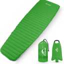 Camping Sleeping Pad, Ultralight Waterproof Inflatable Sleeping Mat with Inflation Bag, Lightweight Portable Compact Air Mattress for Outdoor Backpacking Hiking Traveling Tent Use (Single, Green)