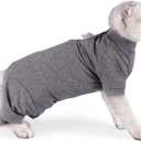 LIANZIMAU Cat Surgical Recovery Suit Professional for Male Female Dog Abdominal Wounds Cone E-Collar Alternative Anti-Licking Pet Surgical Recovery Pajama Suit Soft Fabric Onesie for Cats (Gray, L)
