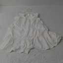 Womens V Neck Crisscross Backless Dresses Tie Back Sleeveless Ruffle Hem Flowy Swing A-Line Vintage Summer Mini Dress (Small, White)