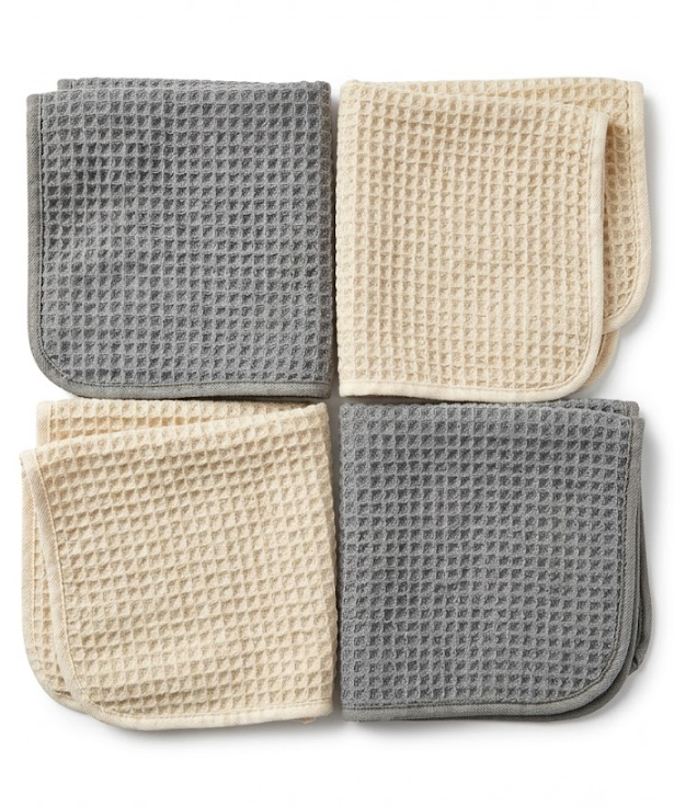 Pack of 4 White/Gray Towels