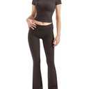 SUUKSESS Women 2 Piece Lounge Sets Going Out Y2K Foldover Pants Crew Neck Fitted Shirts Matching Pajamas (Chocolate, XS)