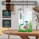 Desktop Fish Tank 3 Gallon Self-Cleaning, Nano Aquarium Goldfish Tank Starter Kit with LED Light & Filter, 360 View for Small Fish, Kids Room & Home Decor (17Color)