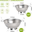 Gulex Colander Stainless Steel 3-Quart, Strainer for Kitchen Food, Dishwasher Safe