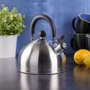 Mr. Coffee Carterton Stainless Steel Whistling Tea Kettle 1.5-Quart Capacity, Mirror Polish Finish, Durable Tea Kettle for Stovetop, Fast Boiling, Easy Pouring