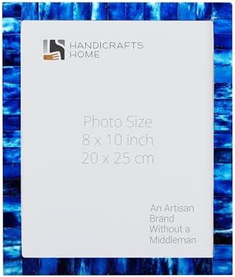 Handicrafts Home 8x10 Picture Frames - Vintage Style Wall Hanging & Desk Decor – Farmhouse Photo Frames Ideal for Living Room Office & Home Decor Picture Frame for Family Pictures & Wall Decor, Blue