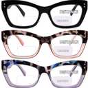 3 Pack Bifocal Reading Glasses for Women Fashion Clear Top Bi-focal Readers Full Lenses Dual Focal Eyeglasses