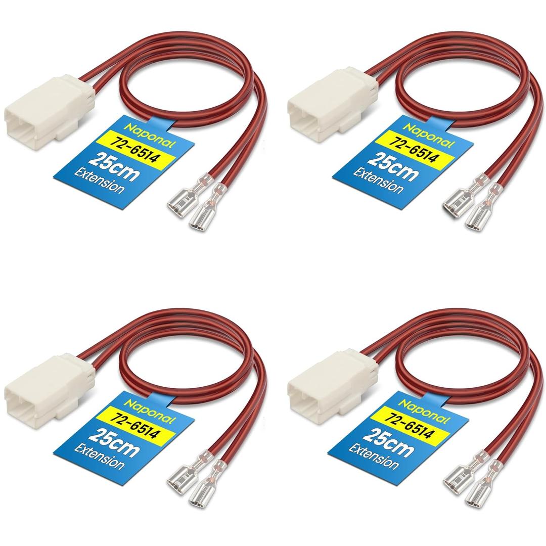 72-6514 Speaker Harness Professional Car Door Speaker Wiring Adapter Plug with Thicker Longer Cable for Chrysler Town Country, Dakota, Dodge Ram, Durango, Jeep Wrangler (4PCS)