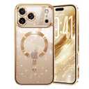 Glitter for iPhone 17 Pro Max Case with Eye-catching Integrated Lens Protection, [Sparkly Bling Back Panel] [Seamless Work with Magsafe] Cute Women Girly Magnetic Case for iPhone 17 Pro Max 6.9", Desert Titanium