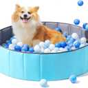 Hikiddy Foldable Ball Pit for Dogs, 31.5 Inch Ball Pits for Babies Toddlers Round, Kiddie Baby Playpen Ball Pool, Idea Toy Gift for Babies-Balls NOT Included (Light Blue)