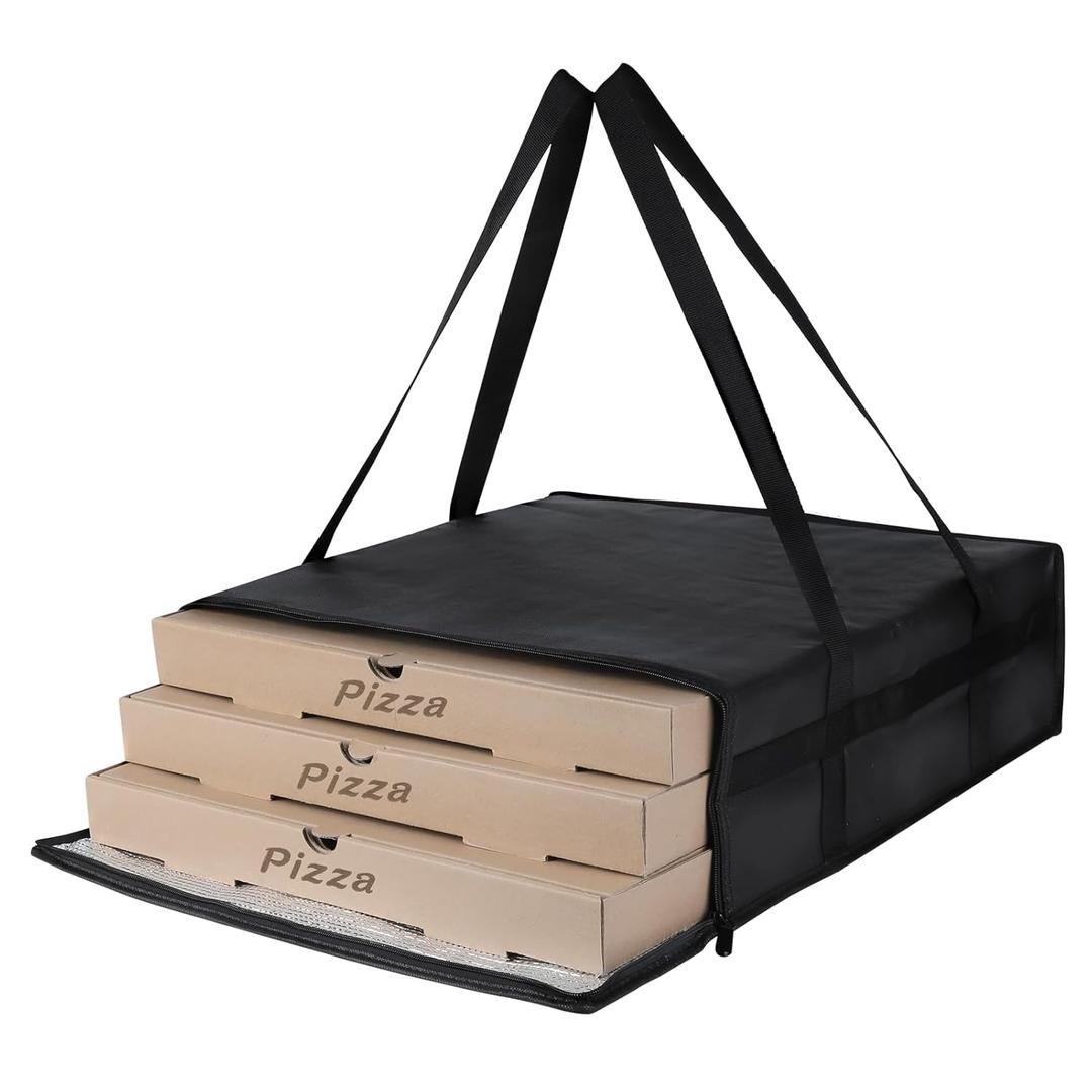 CIVJET Insulated Pizza Delivery Bag for Carry Hot, 20" x 20" x 6" Carrier Warmer, Insulated Food Delivery Bag, Insulated Grocery Cooler Bags for Catering/Drivers Commercial Food WarmersBlack, 1Pk
