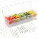 Ice Chilled Condiment Server with Lids  Includes 19 Serving Accessories (Tongs, Spoons, Forks)  5 Compartment Fruit & Veggie Tray for Parties, Taco Bar, Picnics & Outdoor Entertaining