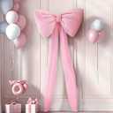 Pink Bow Birthday Decorations Coquette Party Backdrop Big Bow Themed Room Large Bows Wall Decor Ormanents Giant Door Velvet Wedding Engagement Bachelorette Baby Shower Bridal Christmas Tree Decoration
