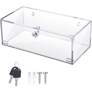 Refrigerator Medicine Lock Box with Keys and Mounting Hardware, Wall Mount Locking Medicine Box Acrylic Wall Cabinet, First Aid Kit for Emergencies Home Use (12 x 6 x 4.5 Inch, Clear)