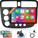 8 Core 2G 64G Android 15 Car Stereo for Honda Civic 2001 2002 2003 2004 2005 Wireless Carplay Android Auto, 9'' Touchscreen Car Radio with Bluetooth GPS Mirror Link WiFi FM/RDS DSP Backup Camera SWC