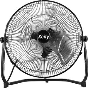 Xcity 14 Inch Metal Industrial Floor Fans, Max 2100 CFM, Heavy Duty High Velocity Fan with 3-speed and 360Adjustable Tilt, for Warehouse, Workshop, Factory, Garage