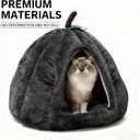 Cat Bed for Indoor Cats - Adorable Cozy Pumpkin Cat Cave with Removable Cushion, Super Soft Pet House Tent for Kittens & Small Pets, Warm & Washable Non-Slip Design(S 15 inch Grey)