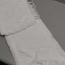 Dynamene White Fabric Shower Curtain, Boho Tufted Geometric Striped Tassel Shower Curtain for Bathroom, Shabby Chic Textured Modern Farmhouse Waterproof Cloth Shower Curtain Set, Wrinkle Free, 72x72