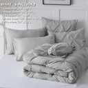 CozyLux Queen Comforter Set Light Grey, 7 Pieces Pintuck Bed in A Bag, Premium Gray Comforter Queen Size, Pinch Pleat Bedding Sets with Comforter, Sheets, Pillowcases & Shams