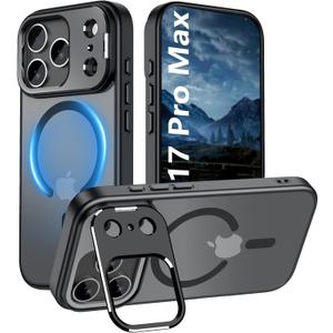Innaght Magnetic for iPhone 17 Pro Max Case with Stand,Compatible with MagSafe,Rugged,Heavy Duty,Protective case Kickstand,[Built-in Invisible Stand],Black