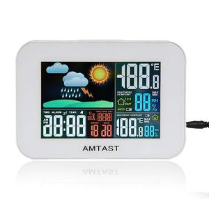 Wireless Weather Station Color Display Digital Weather Station with High Precision Sensor Indoor Outdoor Thermometer with Atomic Clock, Temperature, Humidity, Weather Forecast (Model AW-005)