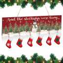 Cinnvoice Christmas Stocking Hanger Christmas Wall Stocking Holders for Wall with 6 Hangers Wood The Stockings were Hung Sign for Mantle, 24.6 Inch
