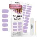 MOYOU LONDON Semi Cured Gel Nail Strips - 20 Pcs. Waterproof Gel Nail Wraps, Cures in Sunlight or UV/LED Lamp, Lasts Up to 2+ Weeks, Stretchable, Easy to Apply & Remove, Vegan & Cruelty-Free (Pastel Purple)