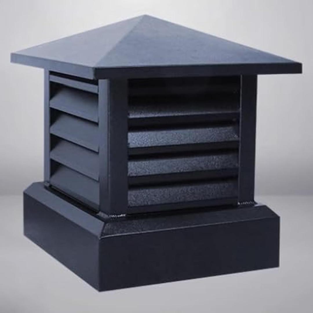 Chimney Cap 20x20in Square Villa Fireplace Chimney Caps, Aluminum Alloy Tapered Top Louvre Roof Vent Rain Windproof Cover for Outside, Gray