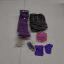 Vabean 19 Pcs 80s Costume Set T Shirt Leggings Tutu Skirt Headband Necklace Bracelets Earrings Gloves Leg Warmers for Women (Large, Purple)