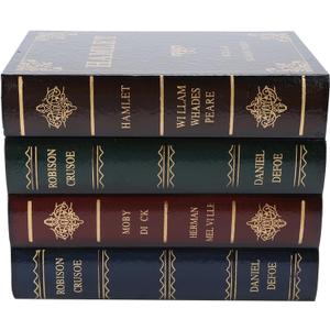 Wooden Book Shaped Storage Box - Vintage Decorative Antique Bookcase Ornament - Handmade Jewelry Case, Office Trinket Keepsake, Home Decoration Prop (A)