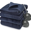 Sunbeam Electric Royal Luxe Microplush Heated Blanket 12 Heat Settings, 12-Hour Selectable Auto Shut-Off, Fast Heating, Warm and Cozy, Ice Blue Color, Queen, 90" x 84"