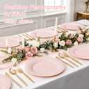 IOOOOO10 Inch Pink Plastic Plates, 100 Count Pink Plastic Dinner Plates,Disposable Heavy Duty Dinner Plates,Premium Hard Gold Disposable Plates for Party, Weddings & Events