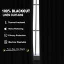 Joywell 100% Blackout Linen Curtains 108 Inches Long for Bedroom Large Window 9 FT Natural Black Out Curtain Back Tab Hook Belt Room Darkening Drapes Floor to Ceiling Cream Ivory 2 Panel,52 x 108