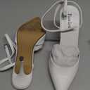 Closed Toe Slingback Heels Wedding High Stiletto Heel for Women Pumps 3.3 Inch Ankle Strap Pointed Toe Heels (11, White)