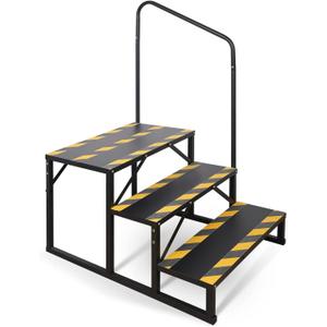 Kinchoix 3 Step RV Stairs, Hot Tub Steps, Outdoor Spa Step Ladder with Handrail,Portable Economy 5th Wheel Stair for Travel Trailer, Motor Home, Camper and Porch with Non-Skid Tapes