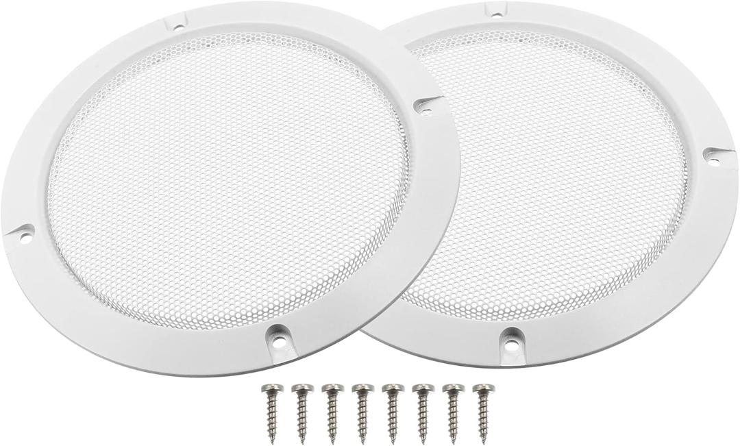 X AUTOHAUX 2 Pcs 5" Car Metal Speaker Cover Mesh Subwoofer Grill Horn Guard with 8 Screws White