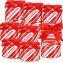 Zonon 12 Sets Christmas Cookie Tins with Lids Red and White Candy Cane Design Christmas Cookie Tins Xmas Metal Round Box for Gift Giving Decorative Storage Containers Party Holiday Treats Cookie Jars