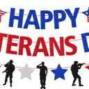 2 x Happy Veterans Day Banner Blue Red Veterans Day Decorations America Patriotic Army Military Soldier Thank You Veterans Theme Dcor Remember and honor Veterans Day Party Supplies