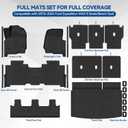 Custom Fit Floor Mats for Ford Expedition MAX 8 Seats 2018-2024 2nd-Row Bench Seat, All Weather TPE Floor Liners & Trunk Mat & Backrest Mats & Door Sill Guard, Full Set Interior Accessories