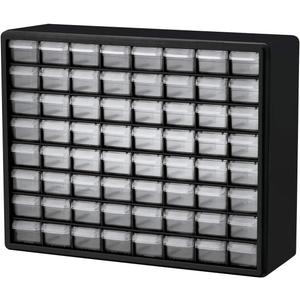 Akro-Mils 64-Drawer Plastic Drawer Storage Cabinet for Garage Organization, Bead Organizer, Building Bricks Storage, Teacher Toolbox, Makeup Organizer, 20" W x 6" D x 16" H, 10164 Black