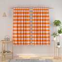 Buffalo Check Curtains 63 inches Long Cotton Basement Gingham Plaid Kitchen Window Curtain Panels Living Room Checker Drapes Bedroom Rod Pocket Window Treatment 2 Panels Orange and White