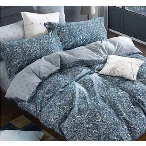 SLEEPBELLA Duvet Cover Set 600 Thread Count Cotton Bedding Set (Twin, Blue-Paisley)