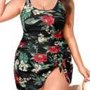 NIeyook Plus Size Swimsuit Women One Piece Swim Dress Modest Bathing Suit (Black)